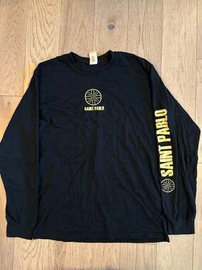 Kanye West Saint Pablo Tour Long Sleeve Shirt Black Gold Size M